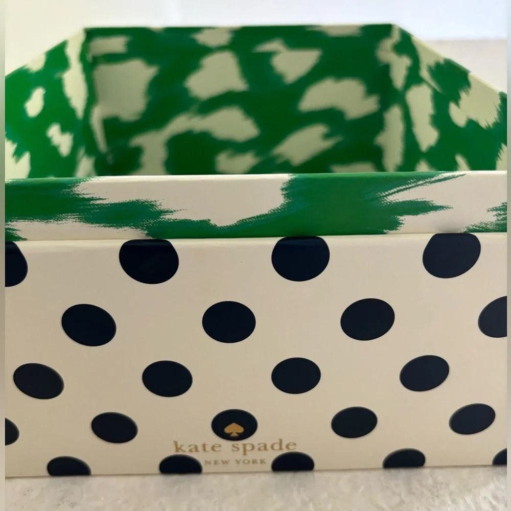Kate Spade New York Small Nesting Storage Box Navy Blue Dots NWT
